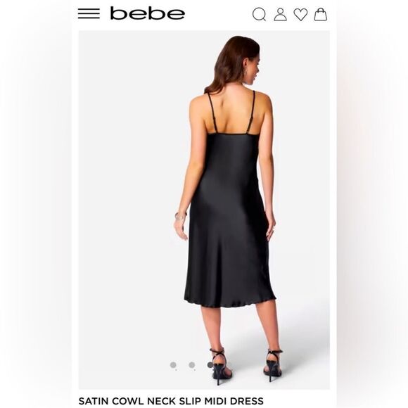 SATIN COWL NECK SLIP MIDI DRESS Women’s Medium - Picture 3 of 8